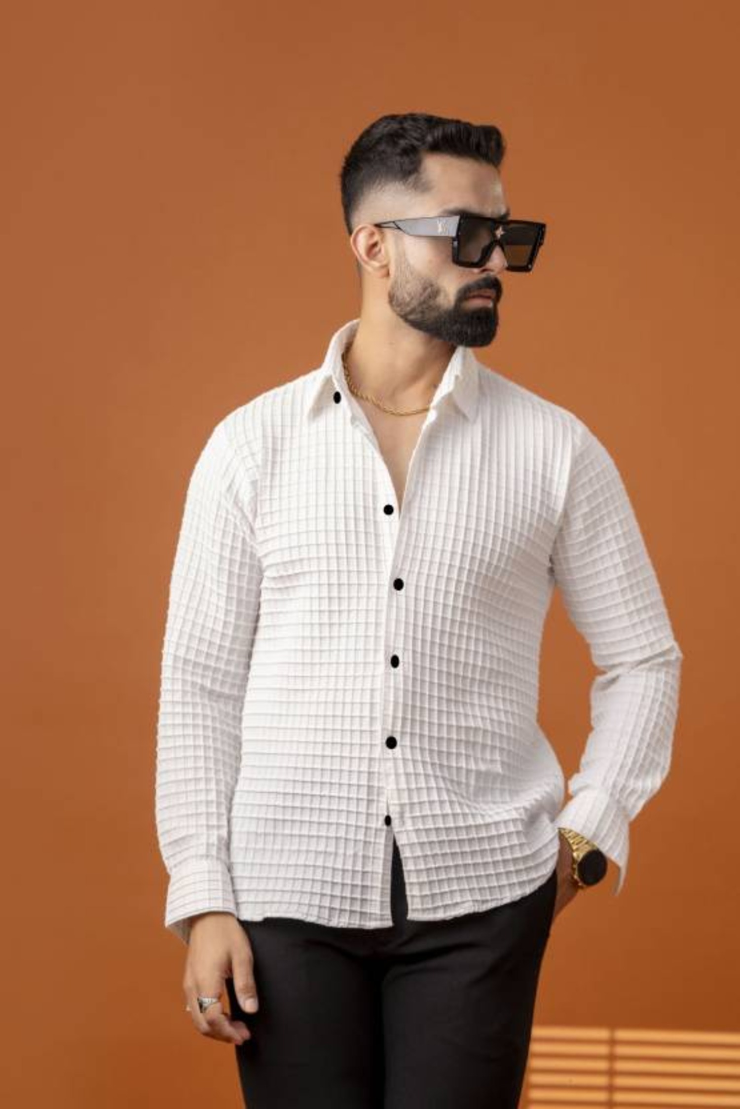 BLUECORP ENTERPRISE Men's White Textured...