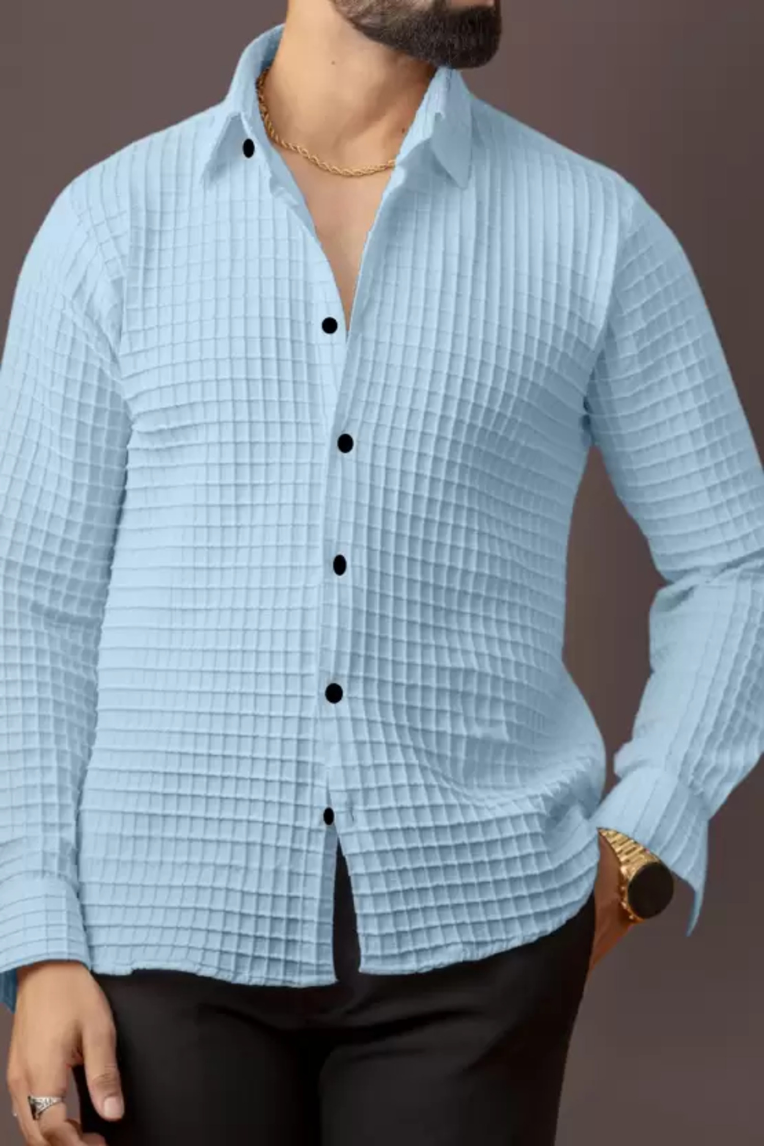 BLUECORP ENTERPRISE Men's Textured Cotto...