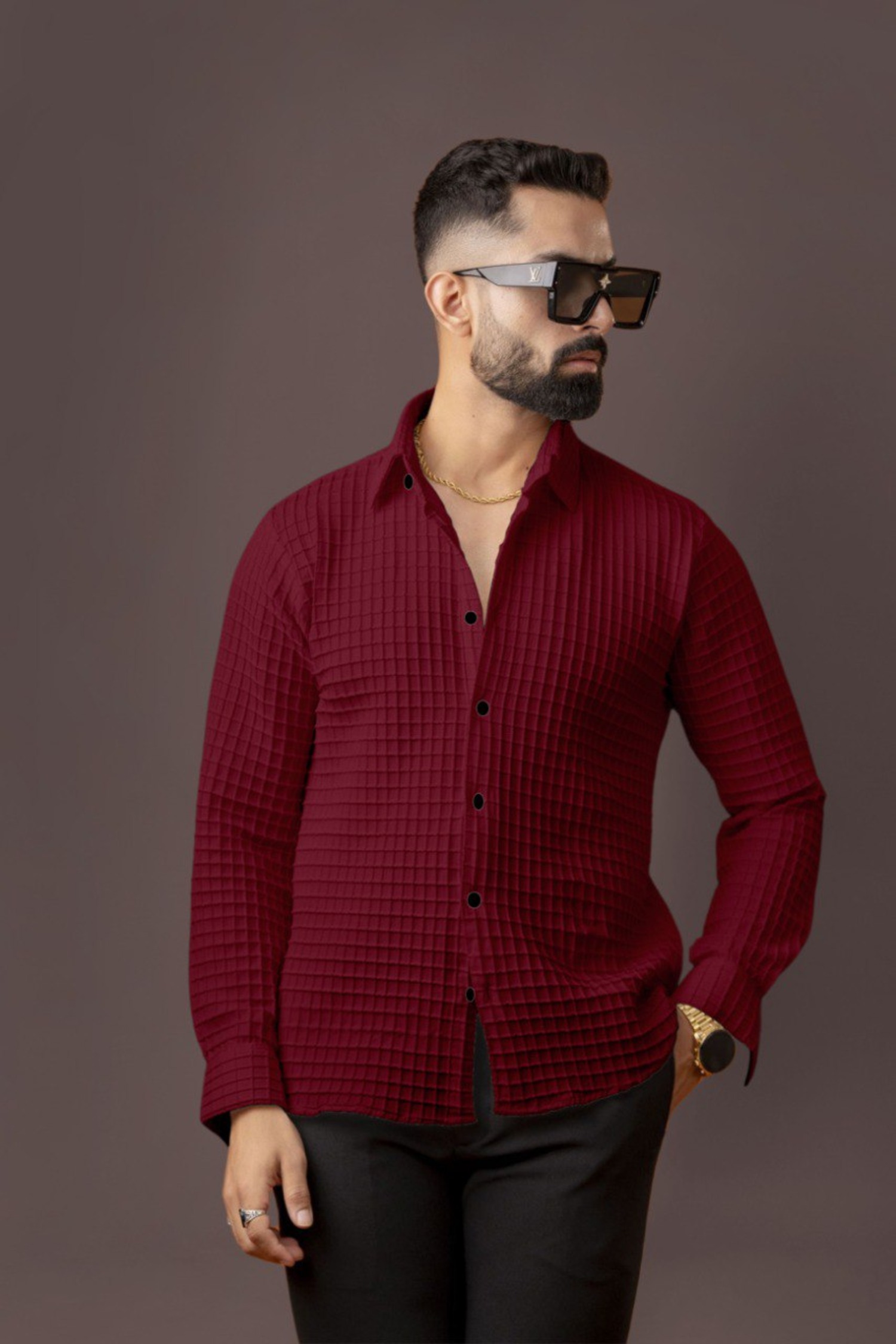 BLUECORP ENTERPRISE Men's Burgundy Quilt...