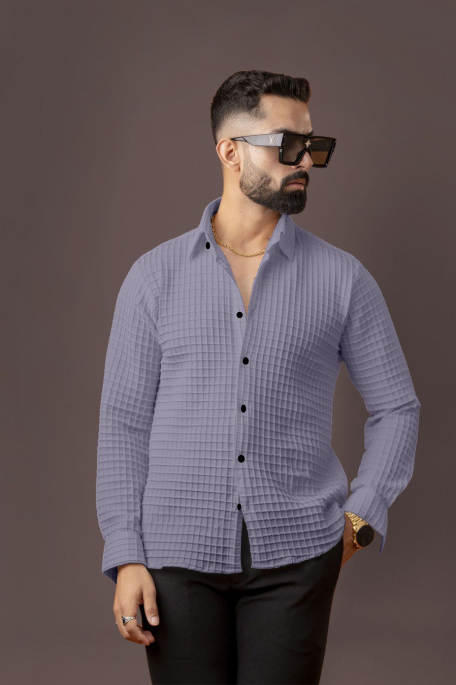 BLUECORP ENTERPRISE Men's Textured Cotto...