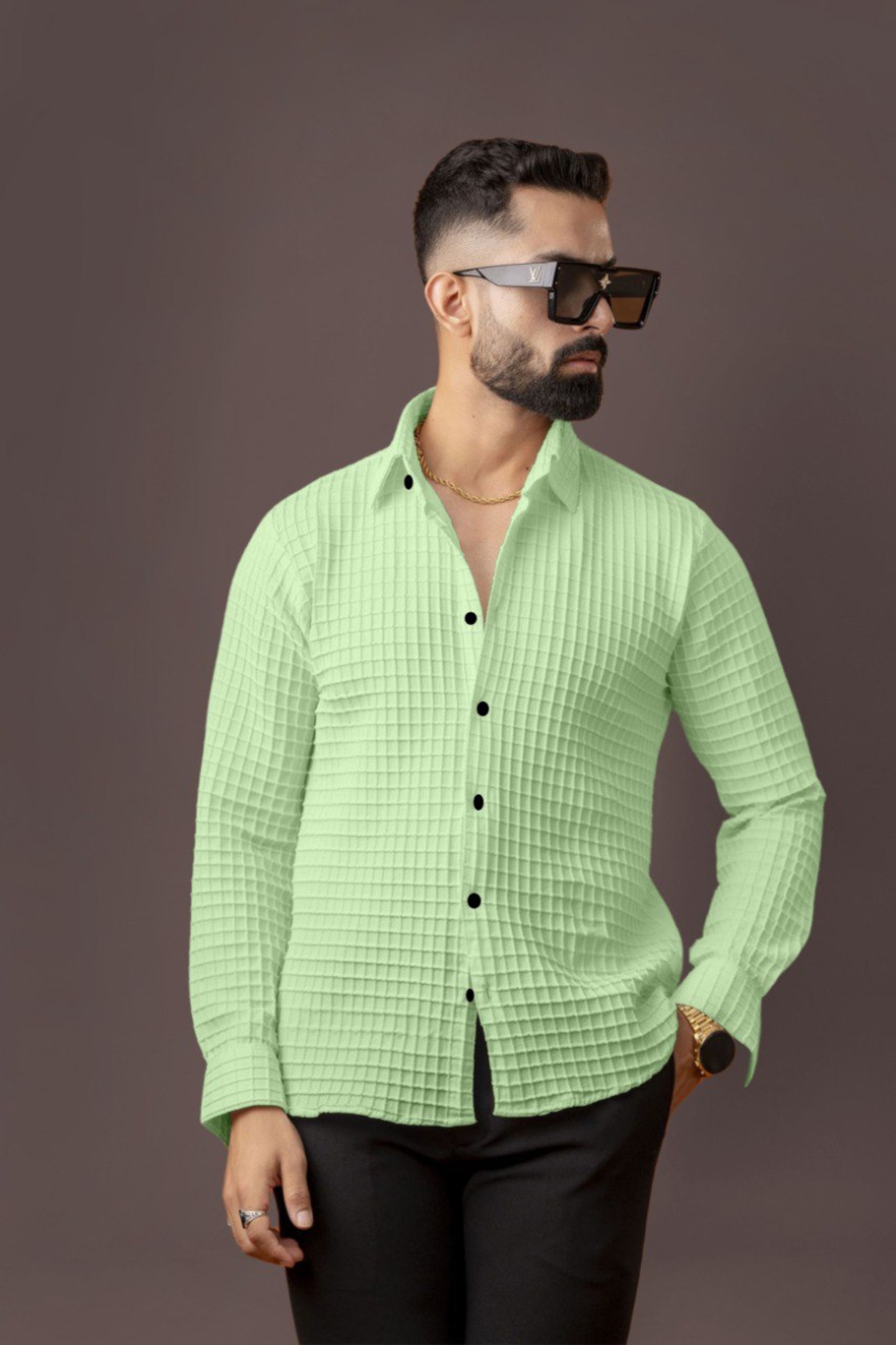 BLUECORP ENTERPRISE Men's Textured Cotto...