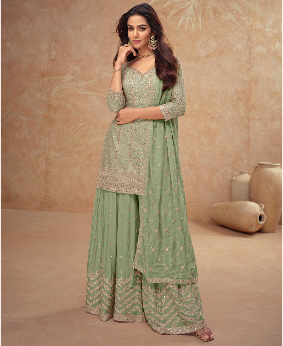 Designer Chinon Palazzo Set For Women Et...