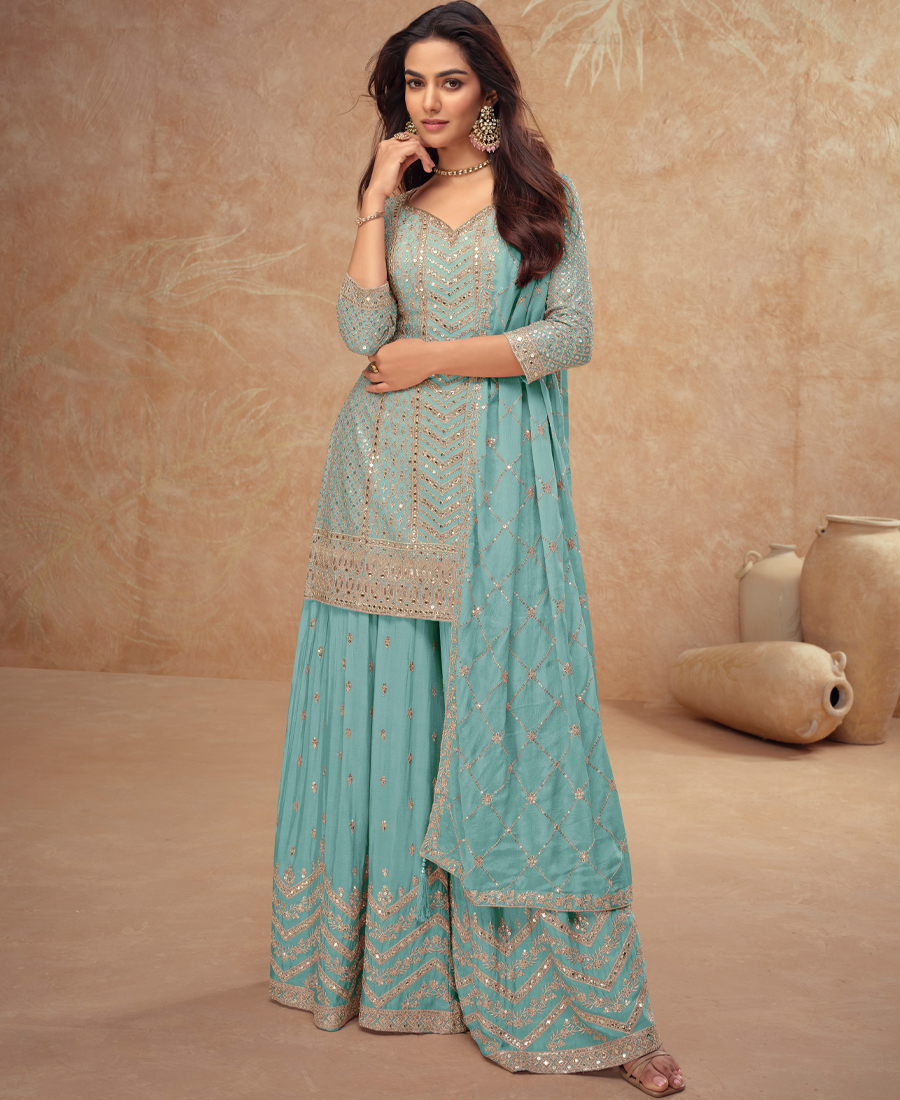 Designer Chinon Palazzo Set For Women Et...