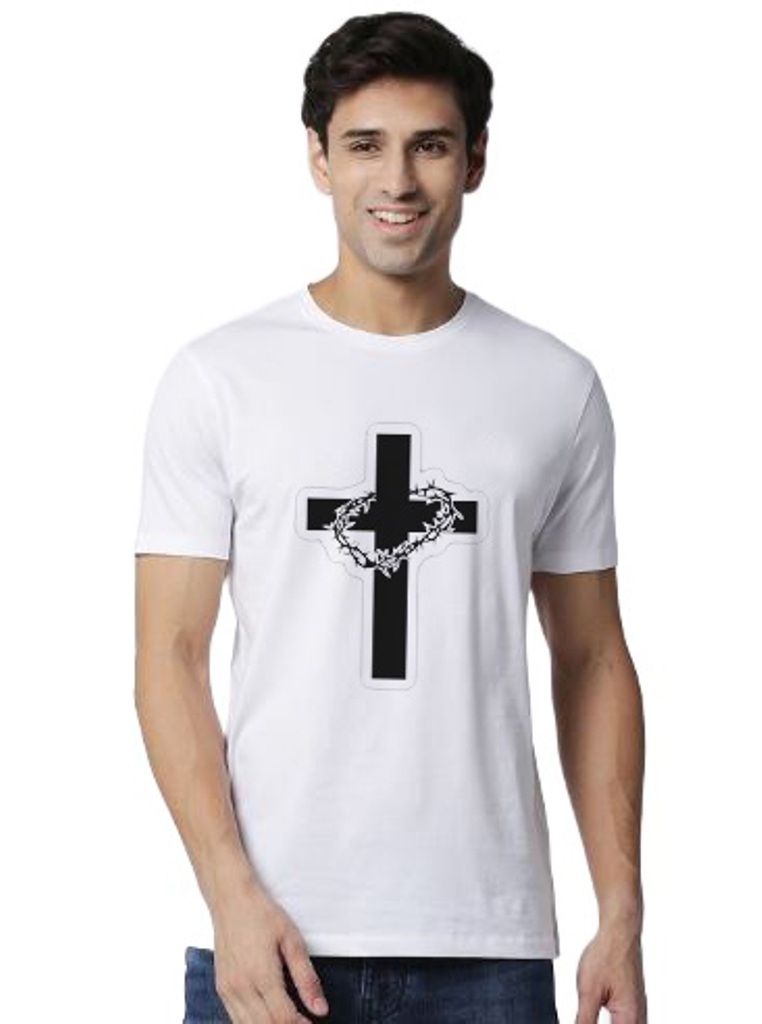 Jesus Christ Cross Graphic Printed White...