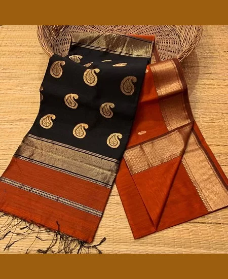 Handloom Maheshwari Saree – Soft Cotton...