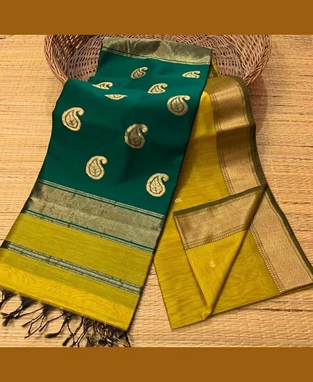 Handloom Maheshwari Saree – Soft Cotton...