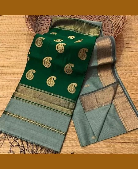 Handloom Maheshwari Saree – Soft Cotton...