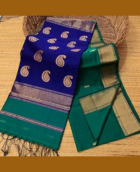 Handloom Maheshwari Saree – Soft Cotton...