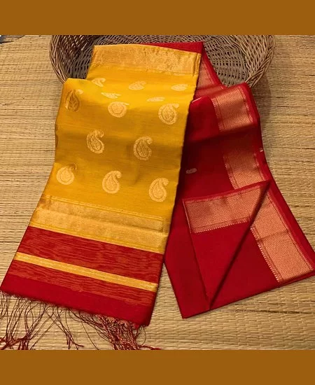 Handloom Maheshwari Saree – Soft Cotton...