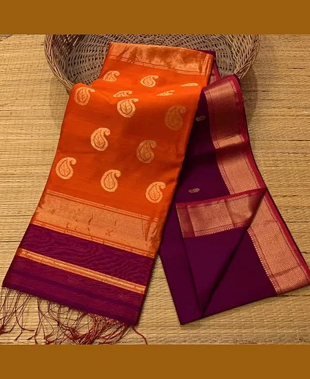 Handloom Maheshwari Saree – Soft Cotton...