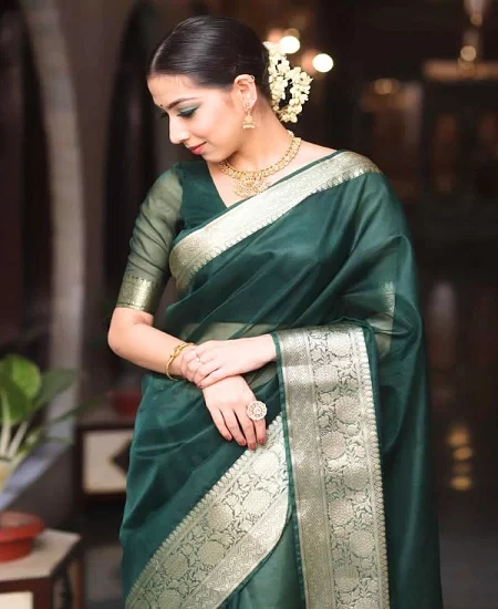 Women's Pure Organza Banarasi Silk Saree...
