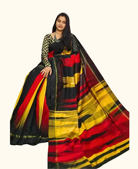 Handloom Cotton Silk Ikkat Saree – Timel...