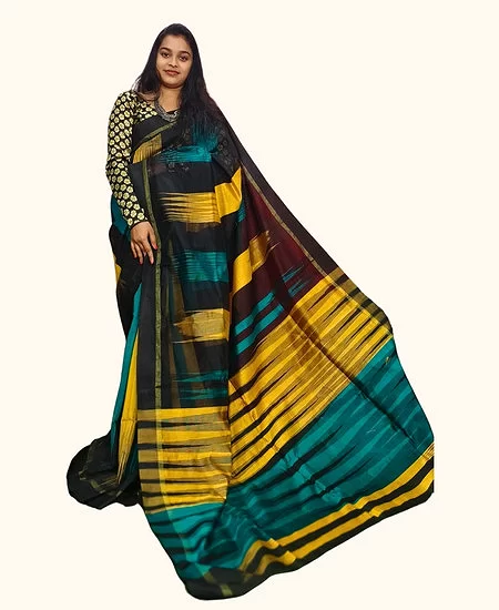Handloom Cotton Silk Ikkat Saree – Timel...