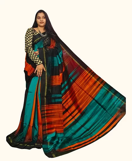 Handloom Cotton Silk Ikkat Saree – Timel...