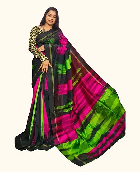 Handloom Cotton Silk Ikkat Saree – Timel...