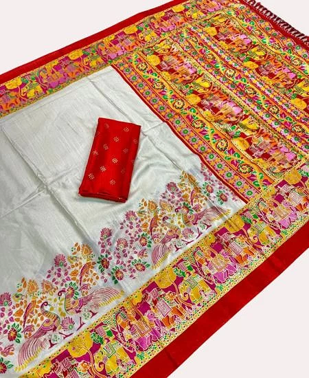 Premium Dola Silk Saree – Golden Print E...