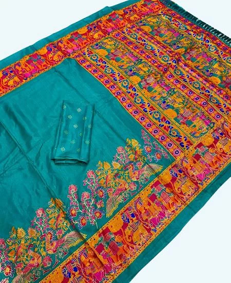 Premium Dola Silk Saree – Golden Print E...
