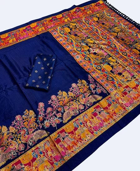 Premium Dola Silk Saree – Golden Print E...