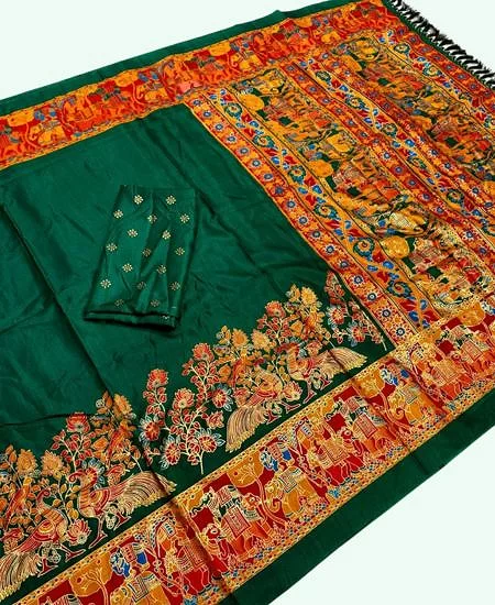 Premium Dola Silk Saree – Golden Print E...