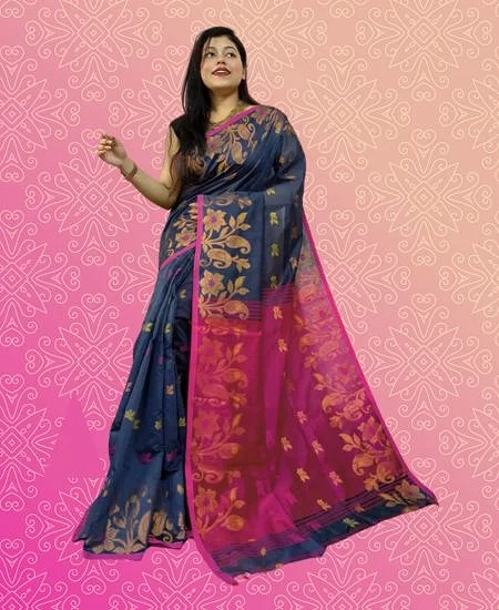 Cotton Silk Handloom Saree – Elegant Zar...