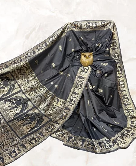 Dual Tone Bishnupuri Baluchari Silk Sare...