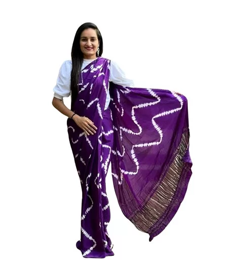 Printed Tassar Saree / Hand Tie & Dye Ba...