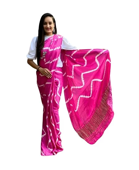 Printed Tassar Saree / Hand Tie & Dye Ba...