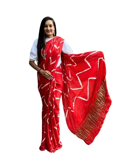 Printed Tassar Saree / Hand Tie & Dye Ba...