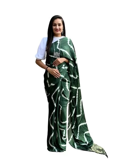 Printed Tassar Saree / Hand Tie & Dye Ba...
