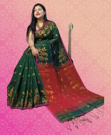 Cotton Silk Handloom Saree – Elegant Zar...