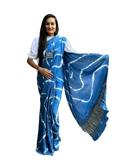 Printed Tassar Saree / Hand Tie & Dye Ba...