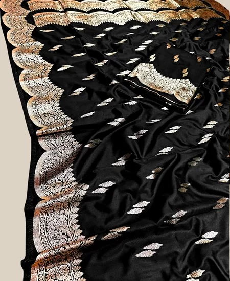 Dual Tone Pure Katan Silk Saree – Glossy...