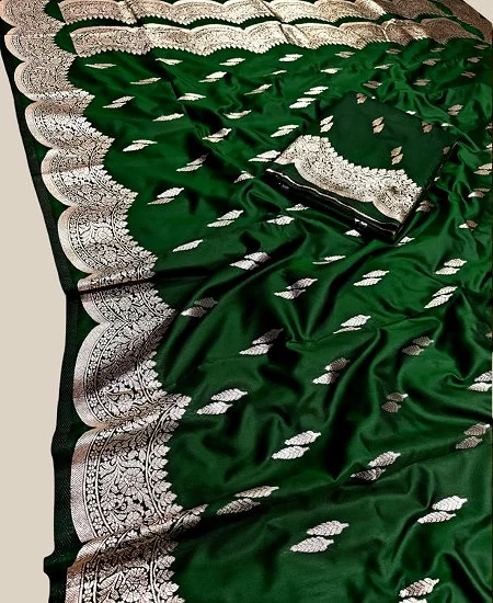 Dual Tone Pure Katan Silk Saree – Glossy...