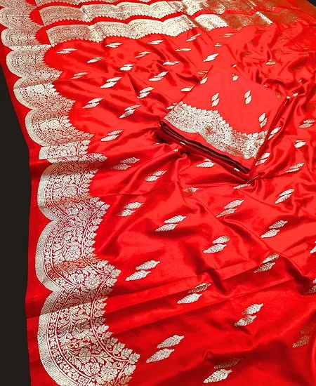 Dual Tone Pure Katan Silk Saree – Glossy...
