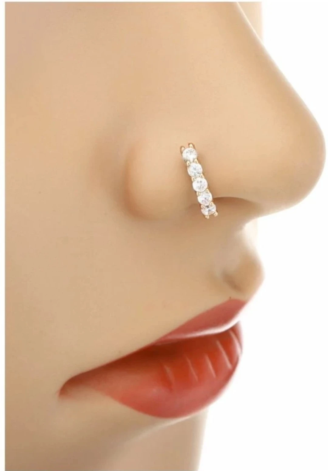 Diamond Nose RING GOLE 5 NUG DOUBLE Diam...