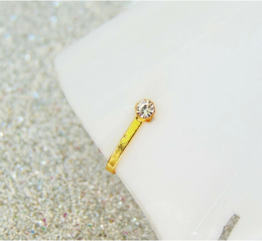Beautiful Gold Plated Nose Stud Long 1 S...