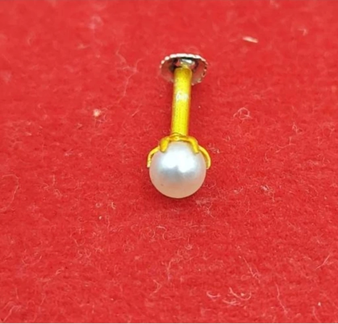 Beautiful Gold Plated Nose Pin PEARL WHI...