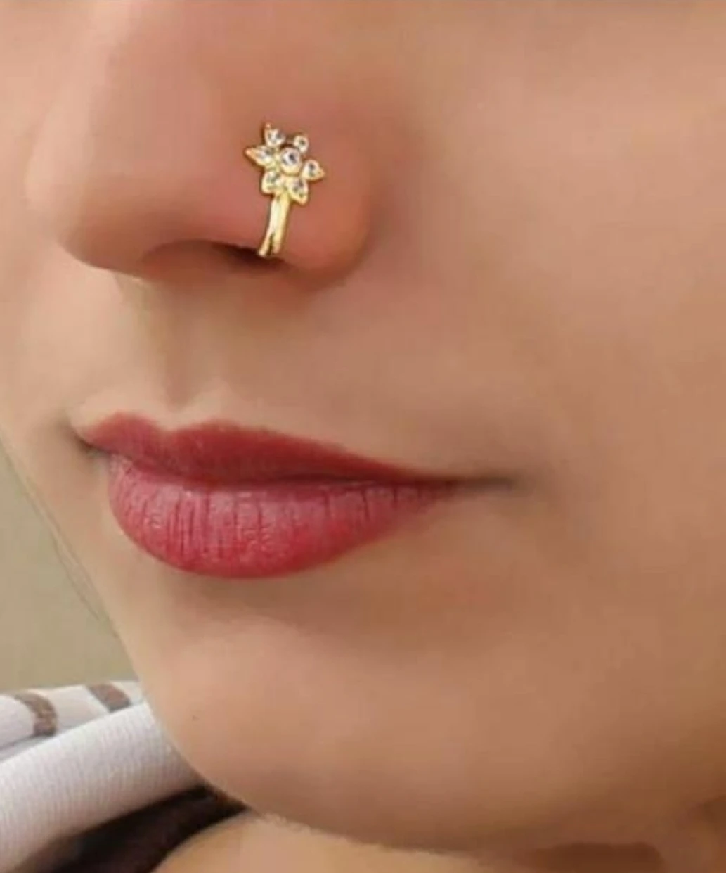 Beautiful Gold Plated Nose Pin U Shape G...