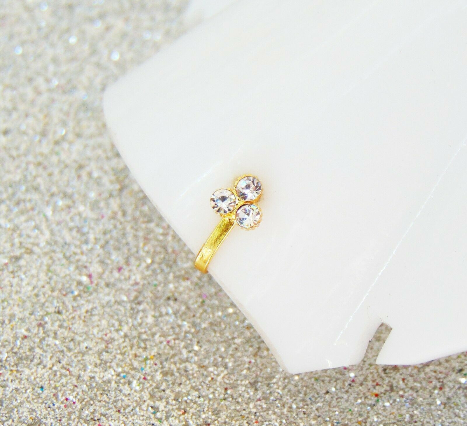 Gold U-Shape Nose Stud with 3 Nuggets