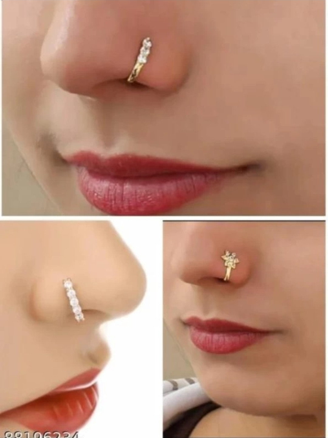 Beautiful Gold Plated Nose Pin U shape C...