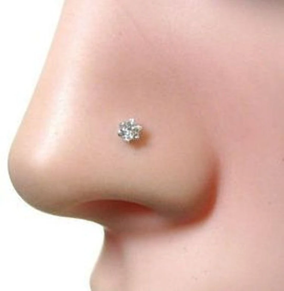 White Single Nugget Nose Pin