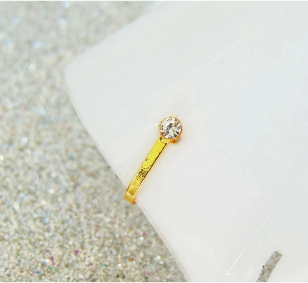 Beautiful Gold Plated Nose Stud Long 1 S...