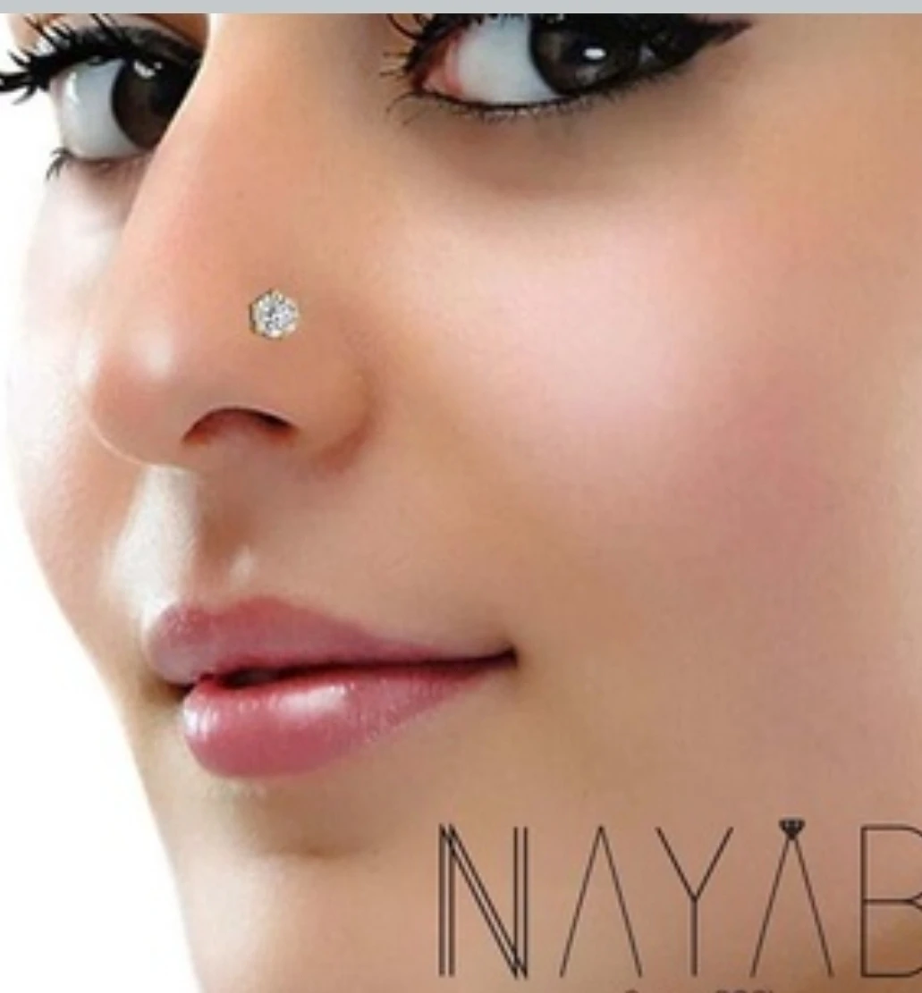 Nose Pin Stone Design silver Nose Pin St...