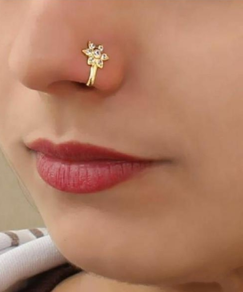 Beautiful Gold Plated Nose Pin U Shape G...