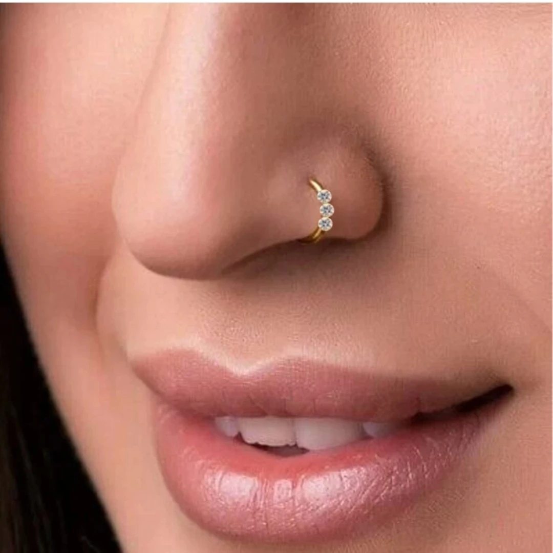 Beautiful Gold Plated Nose RING 3 NUG We...