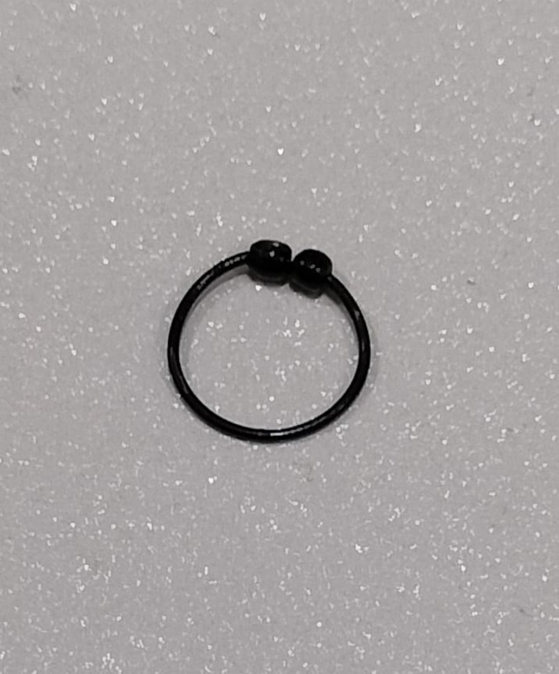 BLACK NOSE RING BOLL Rhodium Plated Bras...