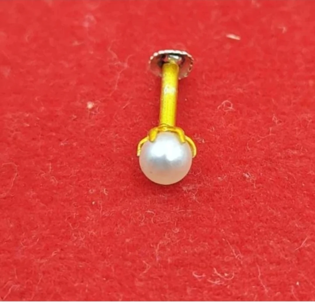 Beautiful Gold Plated Nose Pin PEARL WHI...