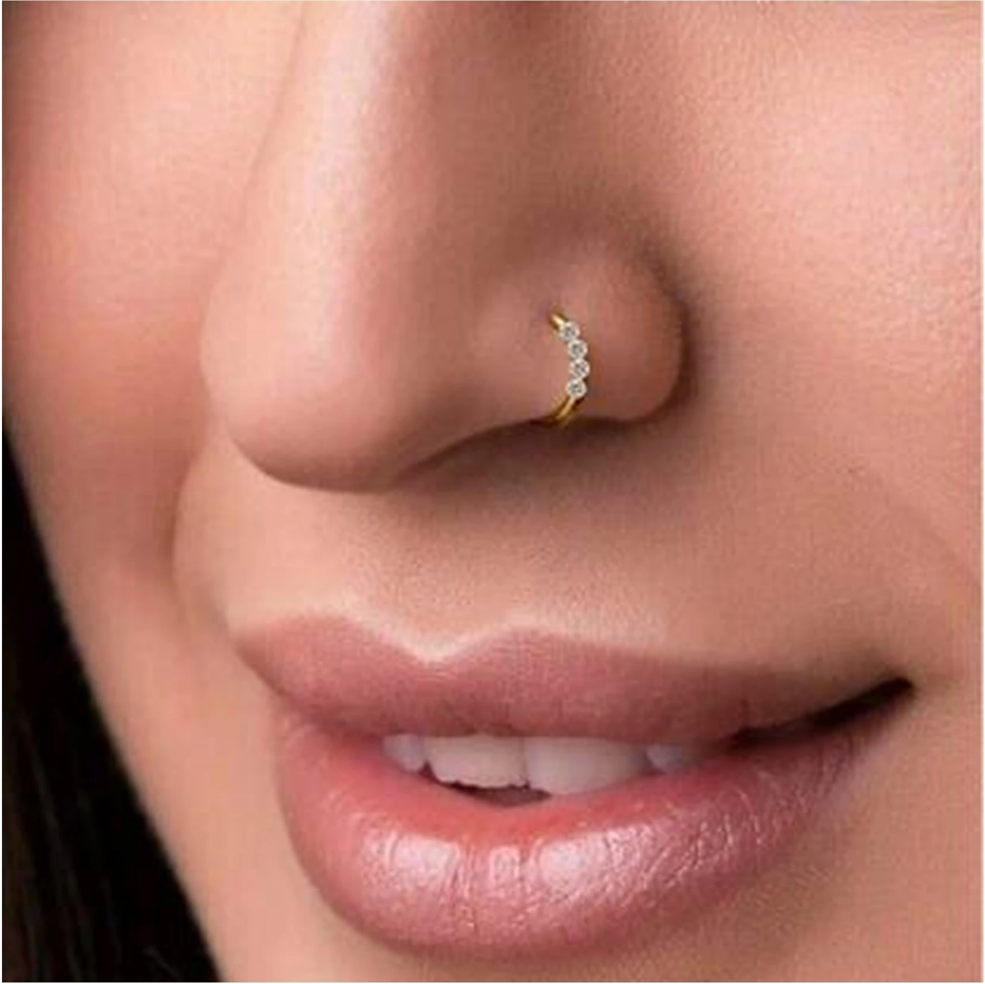 Four Nugget Nose Ring – Elegant Style
