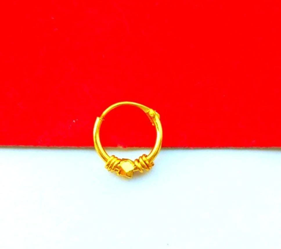 Half Ring Nose Ring with Latkan – Gold A...