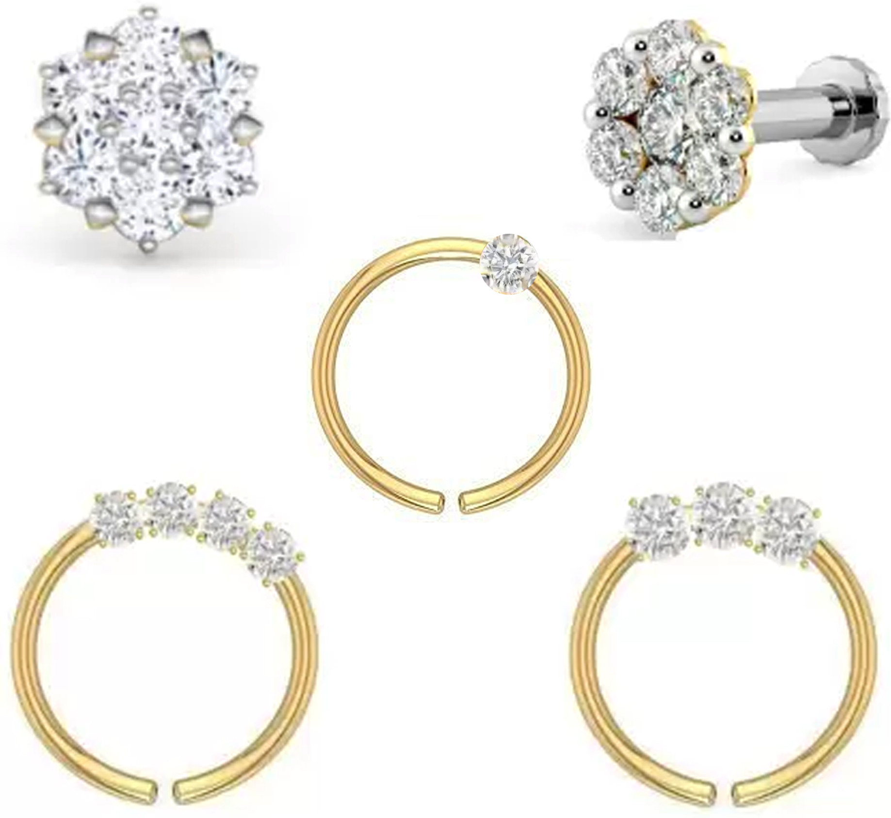 Combo of Nose Rings & Pins – Pack of 5